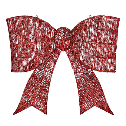 Pre-lit Outdoor Giant Bowknot Christmas Decoration, Lighted Metal Frame With 124 Warm White LED Lights - view 5
