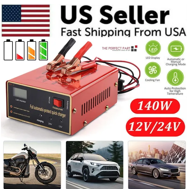 Maintenance Free Battery Charger 12V 24V 10A 140W Output For Electric Car Pro - view 4
