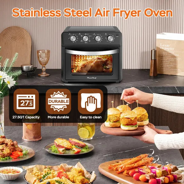 27.5QT 6-in-1 Air Fryer Toaster Oven Dropdown-Door 6-Slice Countertop Convection Oven For Air Frying, Baking, Roasting - view 4