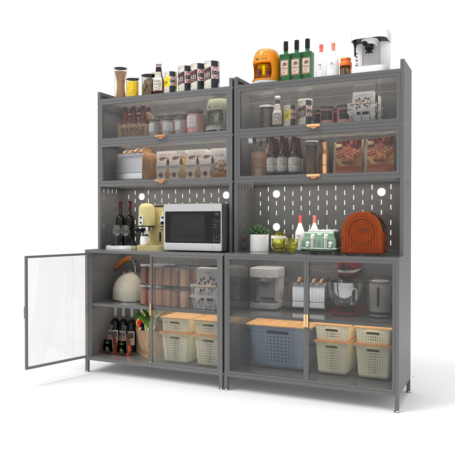 73'' Tall Kitchen Pantry Cabinet, 6 Level Flip Door With Pegboard Spacious - view 7