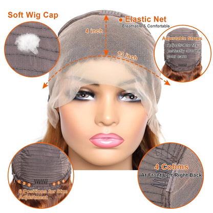 P4 27 13x4 Lace Front Wig Human Hair Body Wave Density - view 2