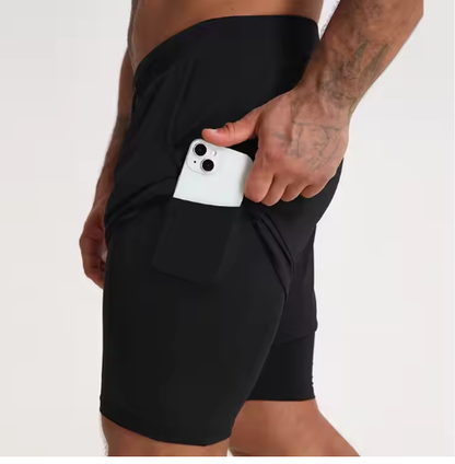 Gym Clothing Men Quick Dry 2 In 1 Gym Shorts Men Polyester Spandex Breathable Shorts Men Liner Running Fitness Shorts - view 6