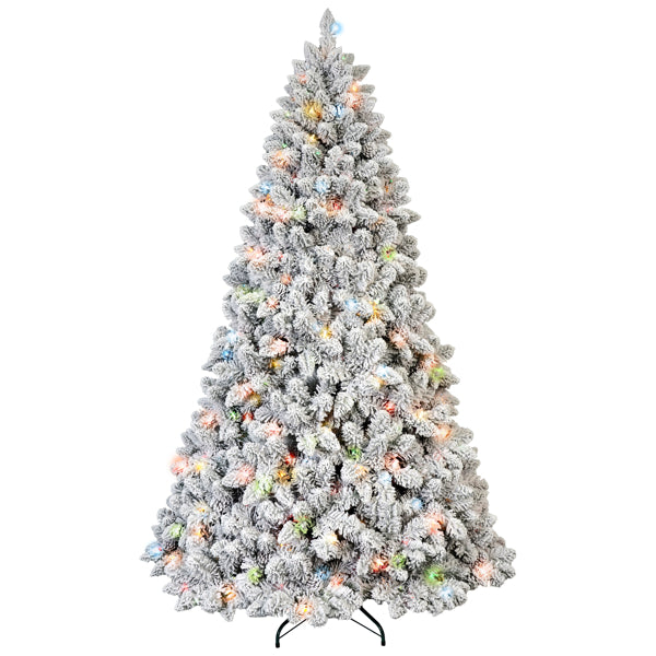 Artificial 6ft Flocked Christmas Tree With 888 PVC Branch Tips, Pine Conex35pcs, 350L Colorful Led