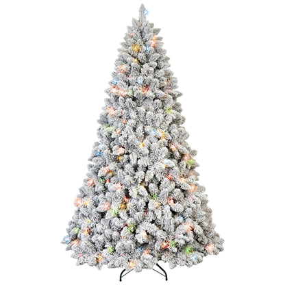 Artificial 6ft Flocked Christmas Tree With 888 PVC Branch Tips, Pine Conex35pcs, 350L Colorful Led