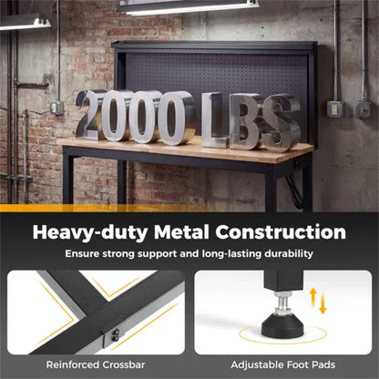 48" Heavy-Duty Workbench 2000LBS Capacity 7-Level Height Adjustable with Built-in Power Strip - view 8