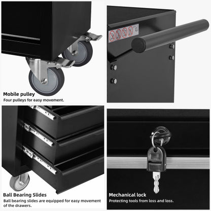 7-Drawer Rolling Tool Chest Cabinet, Large Capacity Metal Tool Box With Wheels And Cylinder Locking - view 4