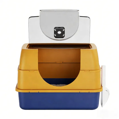 Galaxy Enclosed Orange Cat Litter Box, Sealed To Prevent Odors And Sanding, Stable And Durable - view 4