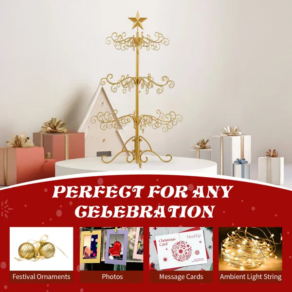 3ft Wrought Iron Christmas Tree, Metal Ornament Display Tree Stand For For Holiday Party Home Decor - view 8