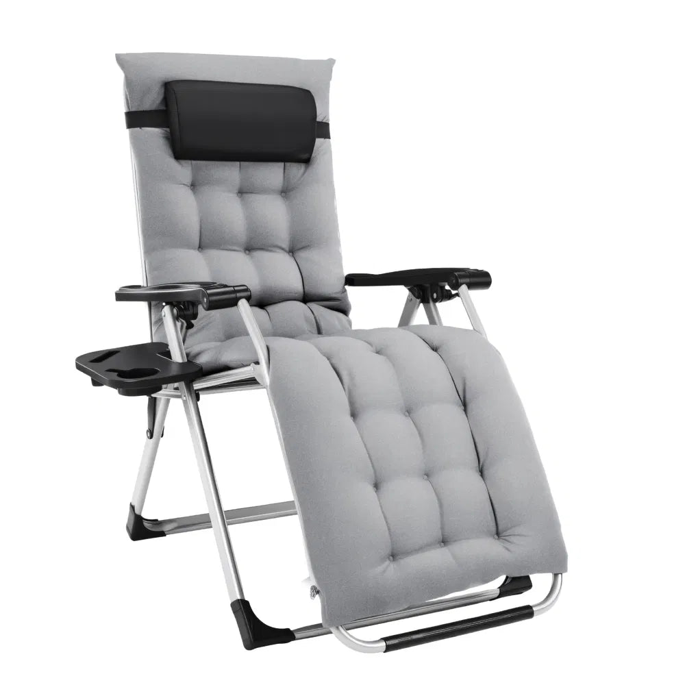 Zero Gravity Chair, Reclining Camping Lounge Chair For Indoor, Reclining Patio Chairs With Cup Holder Trays - view 2