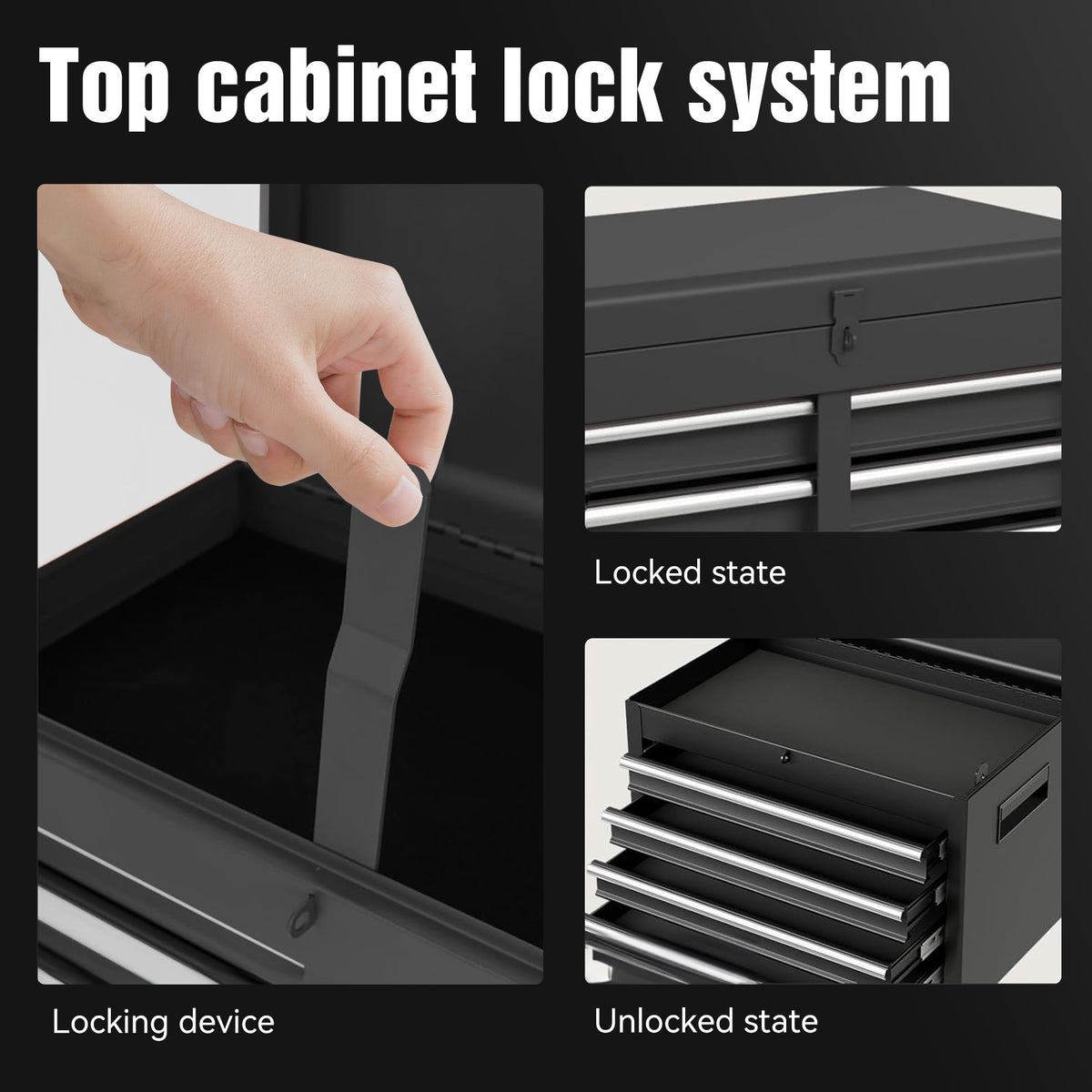 Tool Chest, 5-Drawer Rolling Tool Storage Cabinet With Detachable Top Tool Box, Liner, Universal Lockable Wheels - view 8