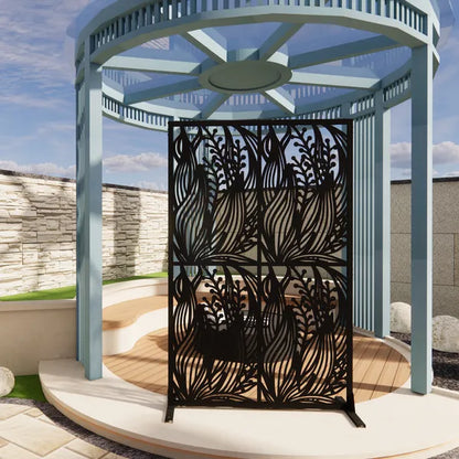Metal Privacy Screens W3.8Ft X H6Ft Outdoor And Indoor Divider With Free Standing Decorative Privacy Screen For Balcony - view 5