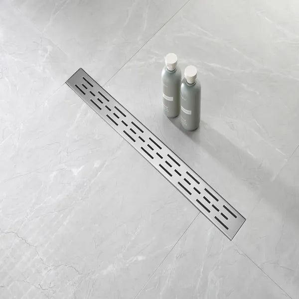 28 Inch Linear Shower Drain With Removable Brick Patterned Grate Cover