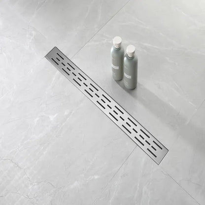 28 Inch Linear Shower Drain With Removable Brick Patterned Grate Cover