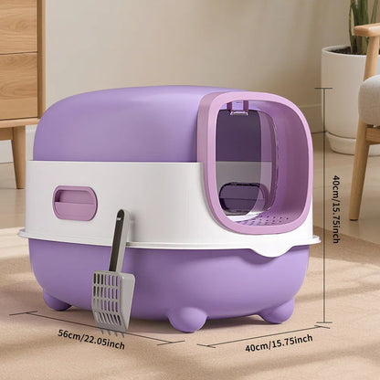 High-Capacity Enclosed Cat Litter Box & Odor-Lock, Scratch-Resistant, Ideal For US Households - view 7