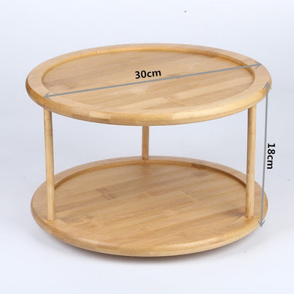 Round Bamboo Turntable Cabinet Organizer 2 Tier Spice Rack - view 6