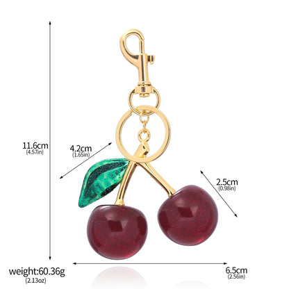 A Pair Of Red Cherry Crystal Bag Glitter Keychain - view 9
