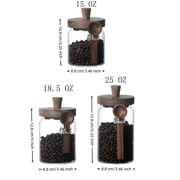 3 Pcs Glass Coffee Jars With Spoons, Candy Jars, Biscuit Jars, Storage Jars, Tea Jars, Snack Jars, Seasoning Jars - view 3