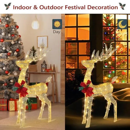 Lighted Christmas Reindeer Outdoor Decorations, Weather Proof 4ft Santa's Sleigh Reindeer Christmas Ornament Indoor - view 6