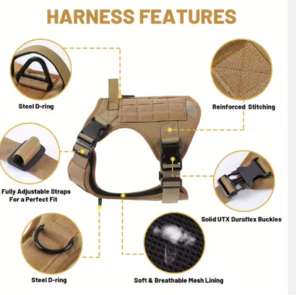 Hiphoppet US Local Tactical Service Dog Harness Vest Adjustable Reflective No Pulling Large Dog Harness With Metal - view 4
