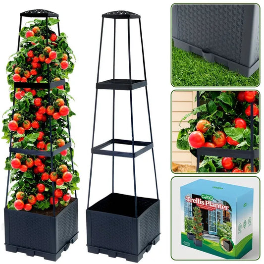 2-Pack 44.8" Self-Watering Tomato Planter With Trellis – Heavy-Duty Indoor & Outdoor Raised Garden Box
