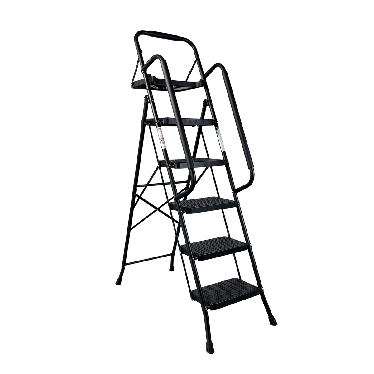 Step Ladder, Folding Step Stool With Wide Anti-Slip Pedal, Sturdy Steel Ladder, Convenient Handrail, Lightweight
