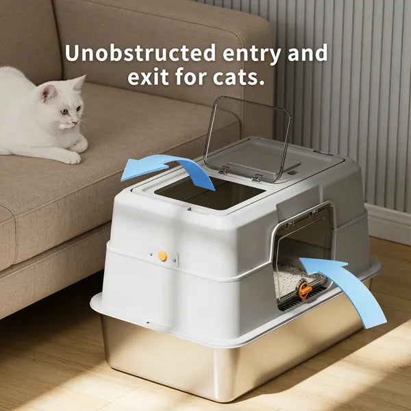 2025 Must-Buy Fully Enclosed Stainless Steel Cat Litter Box, Odor-Proof, Anti-Splash, Spacious For Large Cats - view 4