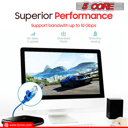 5Core Cat 6 Ethernet Cable 20ft Long Computer Internet Cables WiFi RJ45 Cord - view 4