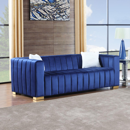 A Modern Channel Sofa Take On A Traditional Chesterfield,Navy Blue Color,3 Seater - view 5