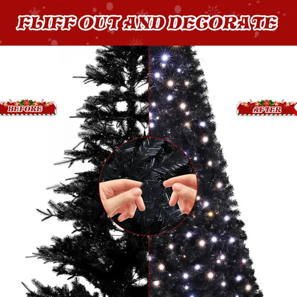 7.5 FT Pre-lit Artificial Christmas Tree, Hinged Xmas Pine Tree With 1350 Branch Tips - view 6