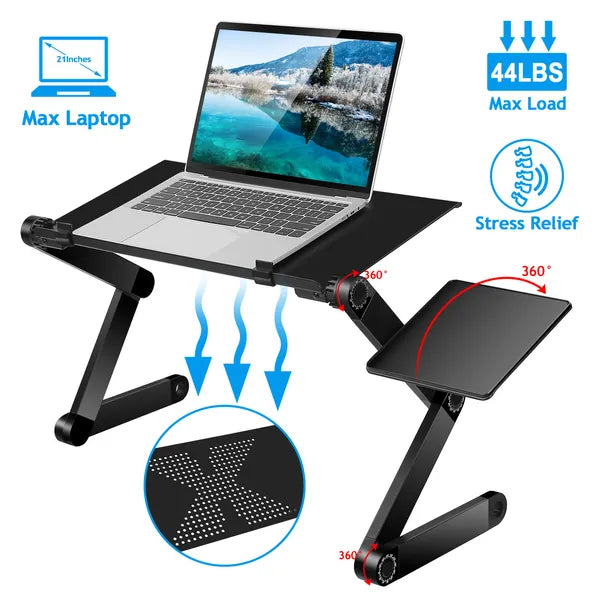 Foldable Laptop Table Bed Notebook Desk With Mouse Board Aluminum Alloy Breakfast Snacking Tray For Home Office Travel
