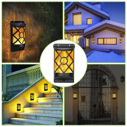 Flame Solar Lights Outdoor 96 LEDs Waterproof Flickering Flame Wall Mount Lamp Auto On Off - view 4
