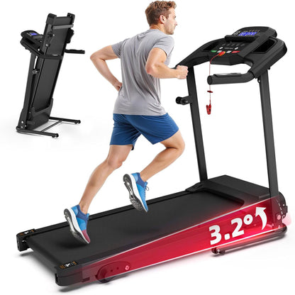 Compact Folding Treadmill For Home - 2.5HP Quiet Brushless Motor, 3-Level Incline, 7.5 MPH, Shock Absorption - view 2