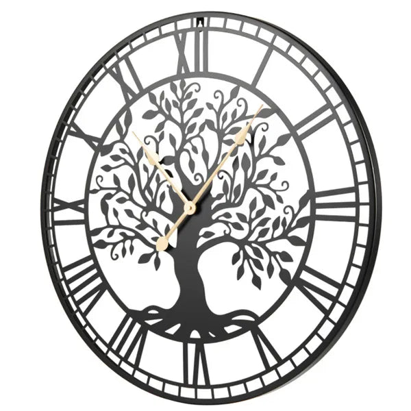 Black Tree Of Life Decorative Wall Clock, 27' Non-Ticking Quartz Movement Easy To Read - view 4