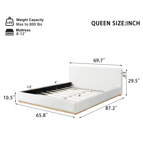 Elegant Upholstered Bed With Solid Wood Frame, Unlocking A New Experience Of Comfortable Sleeping, Queen, White - view 4