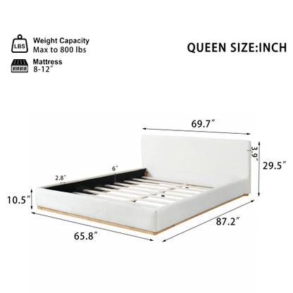 Elegant Upholstered Bed With Solid Wood Frame, Unlocking A New Experience Of Comfortable Sleeping, Queen, White - view 4