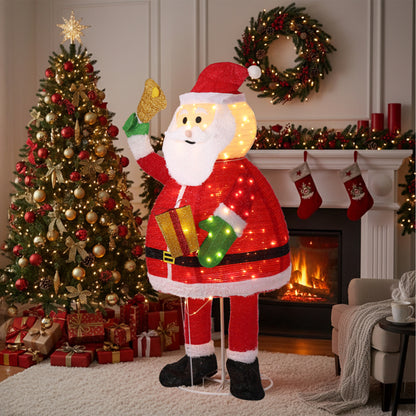 6FT Lighted Santa Claus Holding Bell Christmas Yard Decorations, Pre-lit Pull Up Santa With 200 Warm White LEDs - view 8