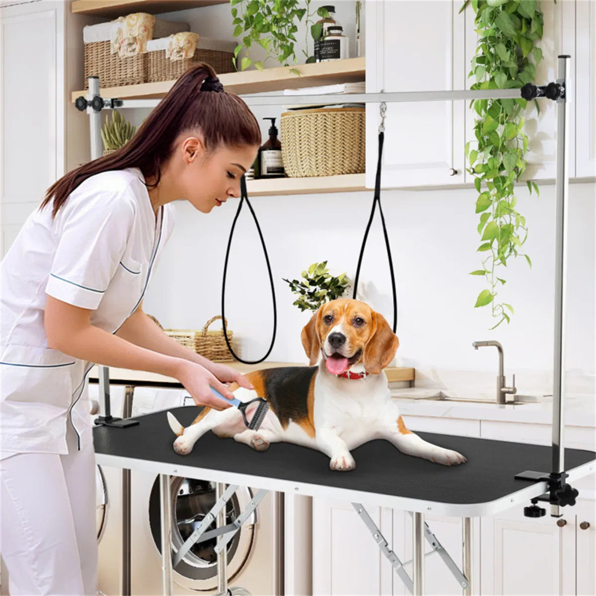 Foldable Pet Grooming Table with Adjustable H-shaped Arms, 330 LBS Capacity for Small-Large Dogs - view 10