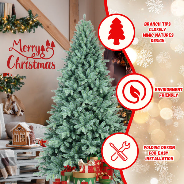 Artificial 8ft Blue Green Tint Christmas Tree With 2458 PE/PVC Mixed Branch Tips, Memory Wire+iron Wire - view 4