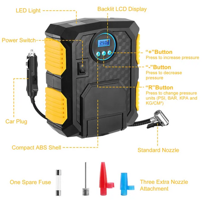 Tire Inflator 12V DC 120W 150PSI Tire W LCD Electric Air Compressor 25L Min Large Air Flow - view 2
