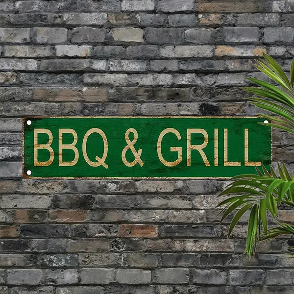 Vintage Aluminum BBQ Sign UV Printed Metal Plaque Waterproof Dustproof For Home Garage Cafe Restaurant Bar Decor