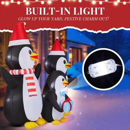 6FT Lighted Christmas Inflatable Decoration, Inflatable Penguin Family - view 7