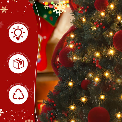 7.5 FT Artificial Christmas Tree With DIY 300 Warm White LED Lights - view 9
