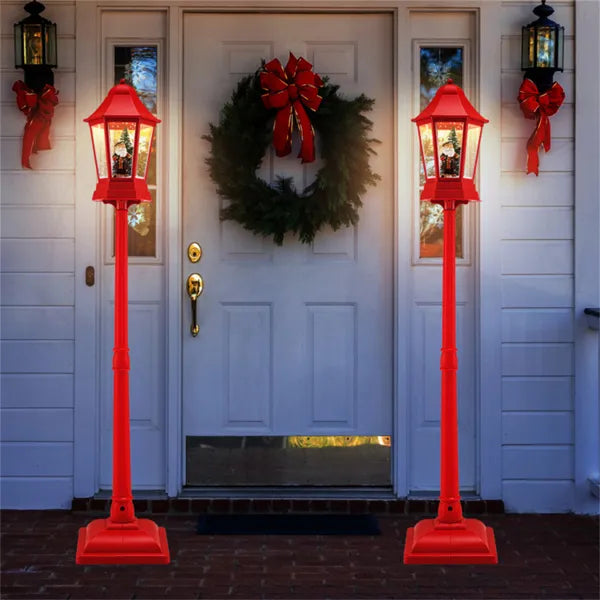 64" Christmas Streetlamp Lantern: 60 Warm LEDs, 8 Xmas Melodies, 2 Display Ways, ABS/PP/PVC, Red - view 5