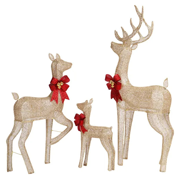 3-Piece Lighted Christmas Reindeer Family Set Outdoor Decorations, Weather Proof Sparkling Deer Family Set Of - view 8