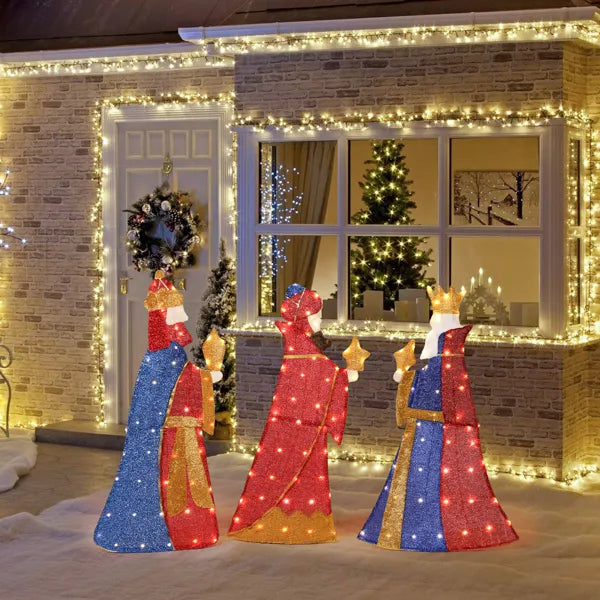 Set Of 3 Lighted Three Kings With Gifts Christmas Decorations, Pre-lit 2D Holiday Decor With 80 Warm White LED Lights - view 5