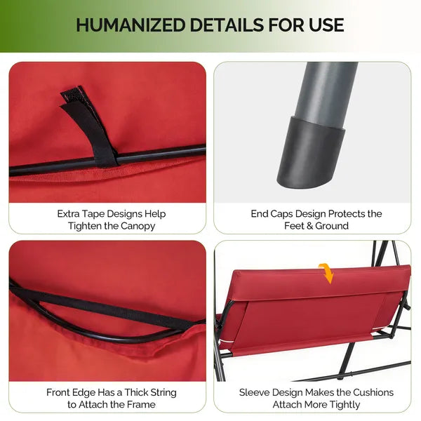 68x43x60 Inch Red KD Style With Cushion Canopy Iron Oxford Cloth 250kg Iron Swing Set - view 4
