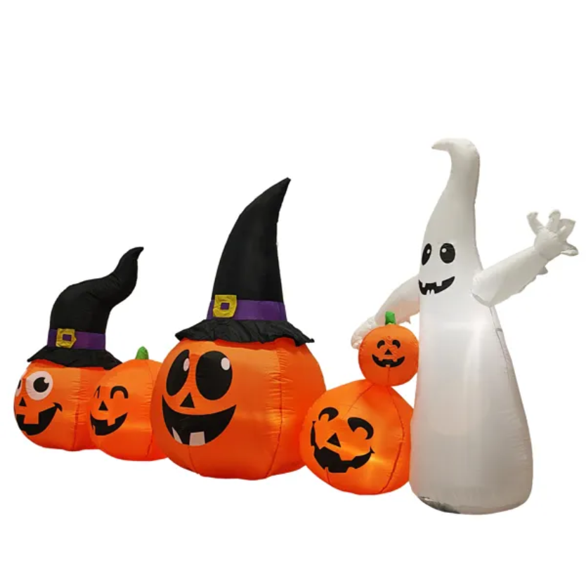 8FT Long Halloween Inflatables Pumpkins Ghost Outdoor Decorations, Blow Up Yard Decoration With Built-in LEDs Lighted - view 10