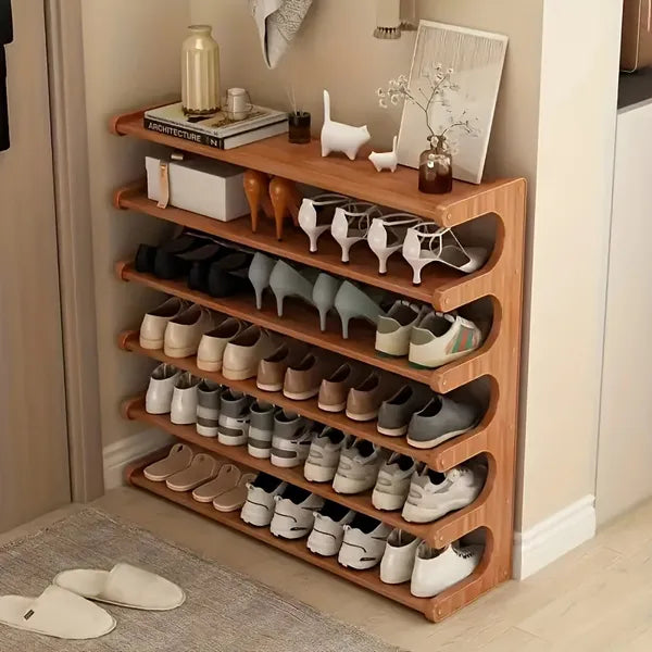 Layer Practical Storage Rack, Shoe Rack, Space-saving Design, Multi-layer Independent Storage Rack, Wood Grain Finish - view 4