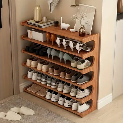Layer Practical Storage Rack, Shoe Rack, Space-saving Design, Multi-layer Independent Storage Rack, Wood Grain Finish - view 4
