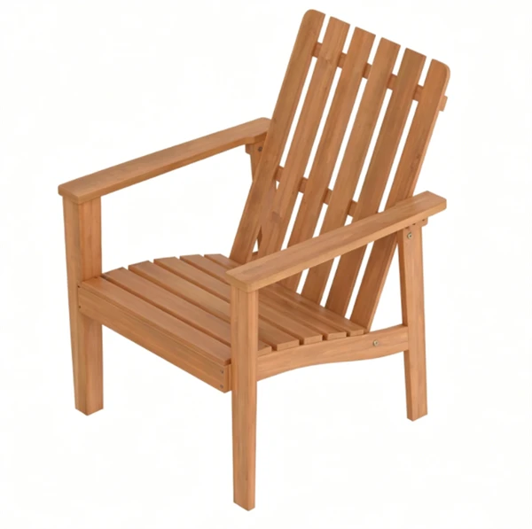 Natural Finish Acacia Wood Adirondack Chair, Ergonomic Backrest & Extra Armrests Heavy Duty Outdoor Lounge Chair - view 3